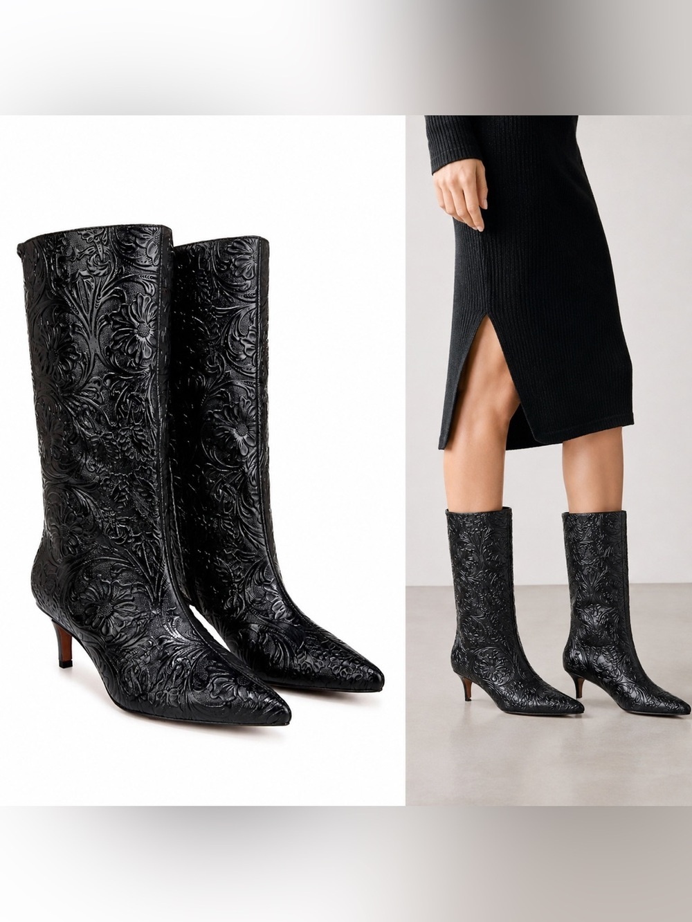 Franco Sarto Amari Floral Embossed Pointed
Toe Boot black size 8 New - Picture 3 of 16